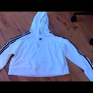 Adidas white crop hoodie.
